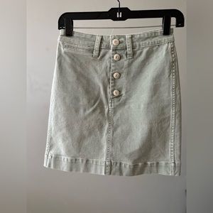 Madewell Mint Green Denim button down skirt Size 25